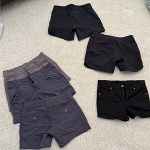 Bundle of 6. Prana Mixed Women's Shorts Bundle - Black & Charcoal